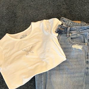 EUC Hollister butterfly baby tee